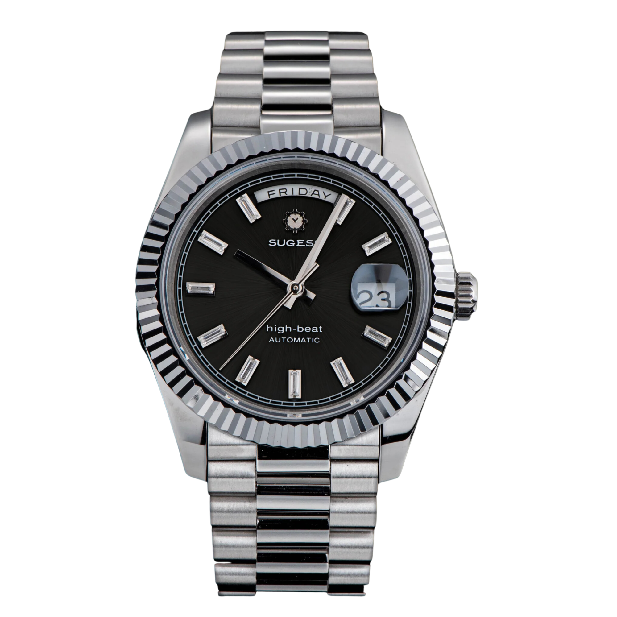 Sugess Heritage 433 DD Date and Day Display Stainless-Steel - Black Dial