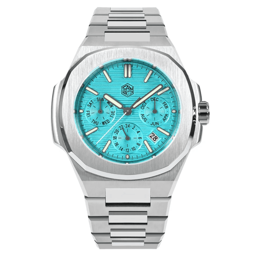 San Martin Multi-function Mens Luxury Watch 43mm Watch SN075GB - Light Blue san martin watches india online