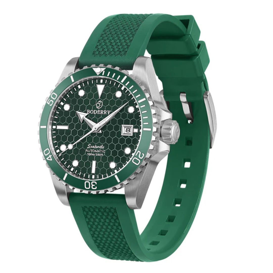 SEATURTLE.OCEAN(TITANIUM) - Automatic Titanium Diver Watch | Turtle Green