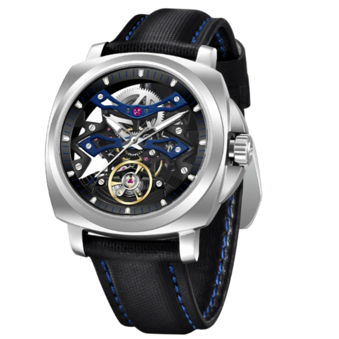 PAGANI DESIGN PD-YS017 Automatic Men's Stainless Steel Skeleton Wrist Watch with PU Leather