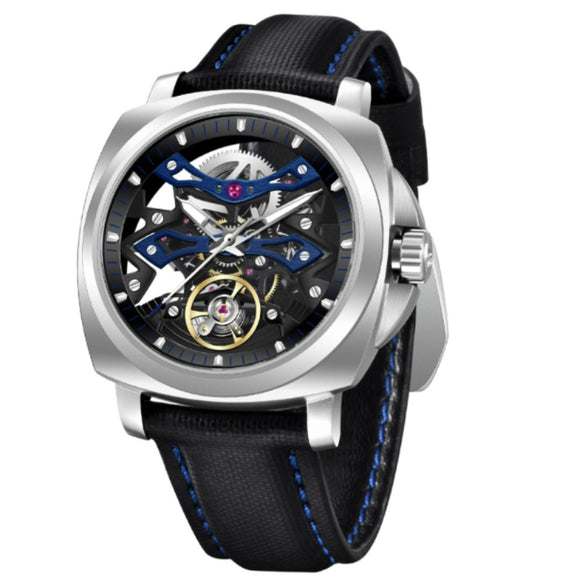PAGANI DESIGN PD-YS017 Automatic Men's Stainless Steel Skeleton Wrist Watch with PU Leather