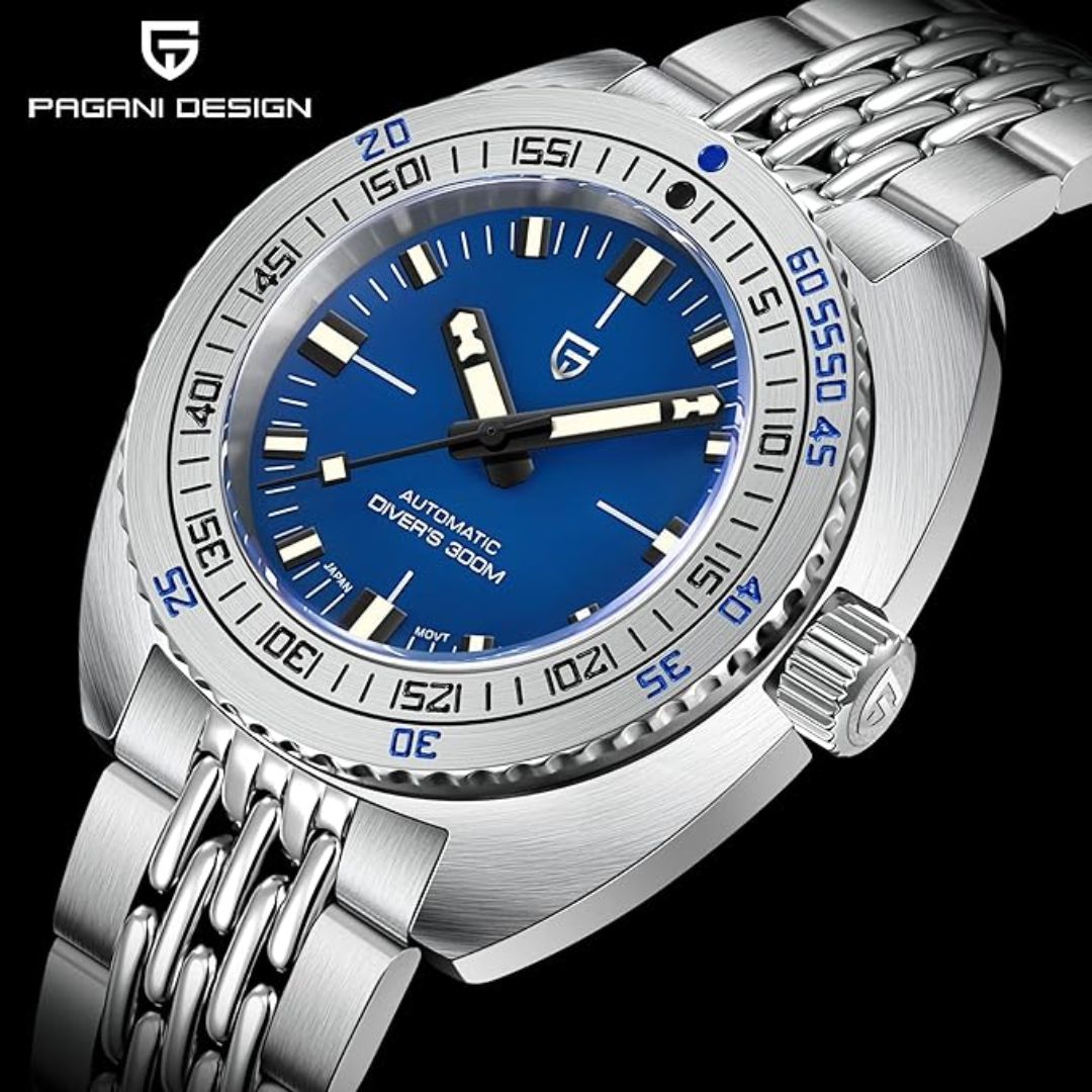 Pagani Design 1719 Men's 42 mm Automatic Wristwatch with Stainless Steel Bracelet Sapphire Crystal