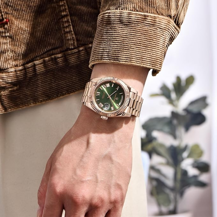 Pagani Design DD40 PD-1783 Men's Luxury Automatic Watch with AR Sapphire Glass and NH36A Movement- Rose Gold - Green