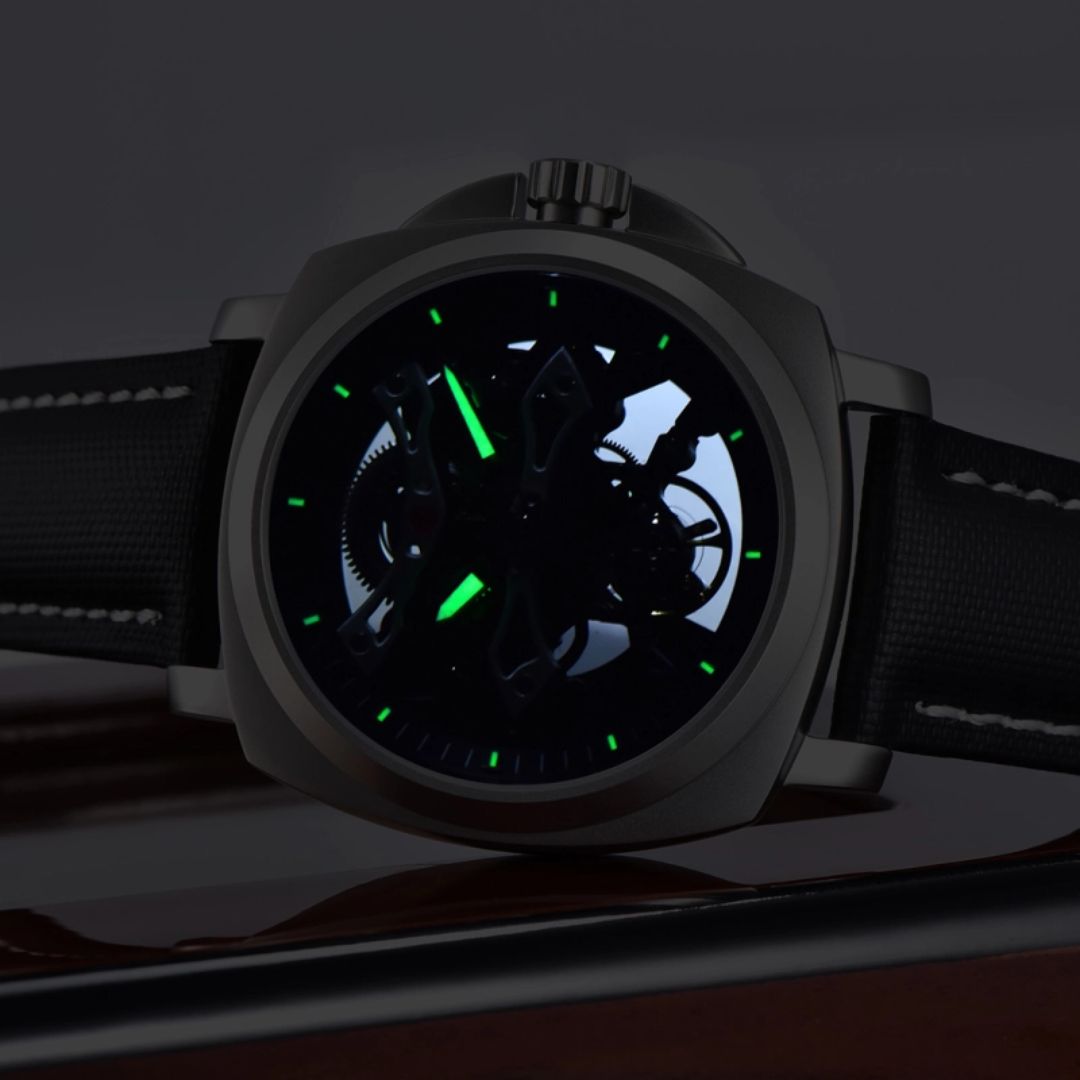 PAGANI DESIGN PD-YS017 Automatic Men's Stainless Steel Skeleton Wrist Watch with PU Leather