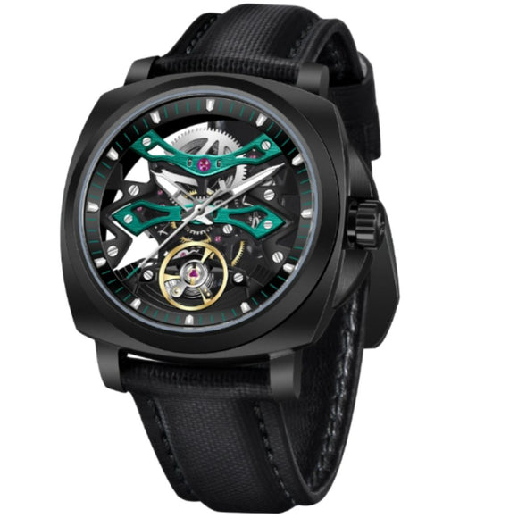 PAGANI DESIGN PD-YS017 Automatic Men's Stainless Steel Skeleton Wrist Watch with PU Leather