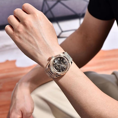 Pagani Design DD40 PD-1783 Men's Luxury Automatic Watch with AR Sapphire Glass and NH36A Movement - Rose Gold - Black