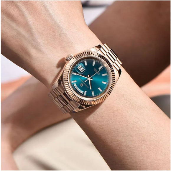 Pagani Design DD40 PD-1783 Men's Luxury Automatic Watch with AR Sapphire Glass and NH36A Movement - Rose Gold - Blue