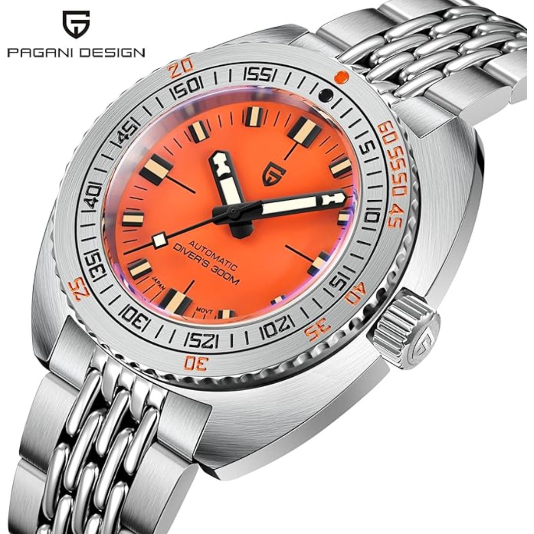Pagani Design 1719 Men's 42 mm Automatic Wristwatch with Stainless Steel Bracelet Sapphire Crystal