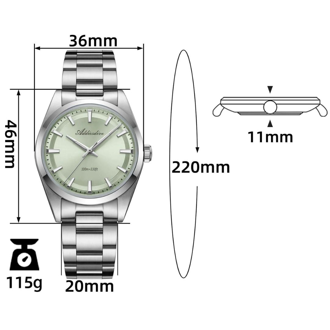 ADDIESDIVE 36mm Luxury VH31 Quartz Watch AD2066