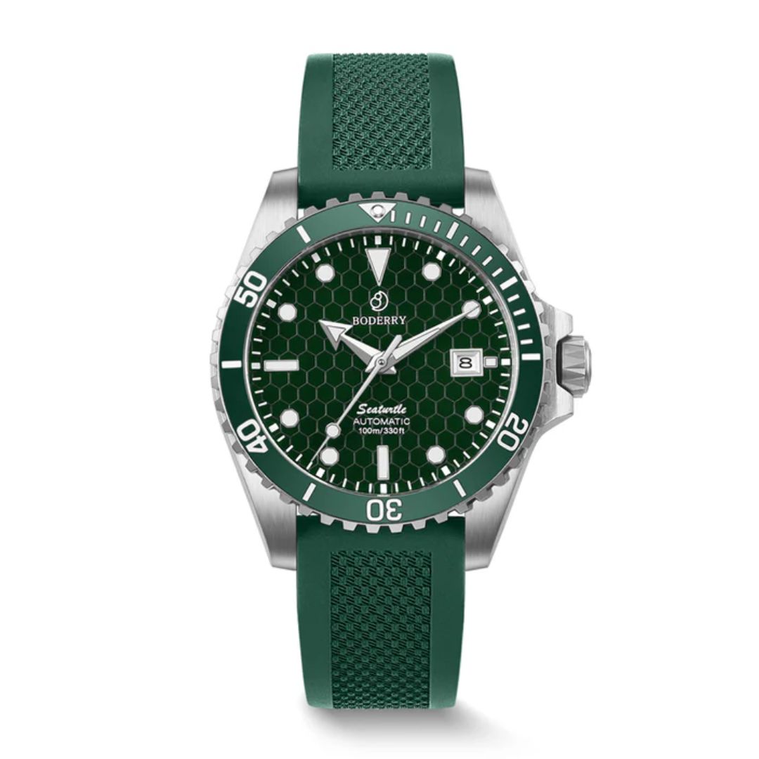 SEATURTLE.OCEAN(TITANIUM) - Automatic Titanium Diver Watch | Turtle Green