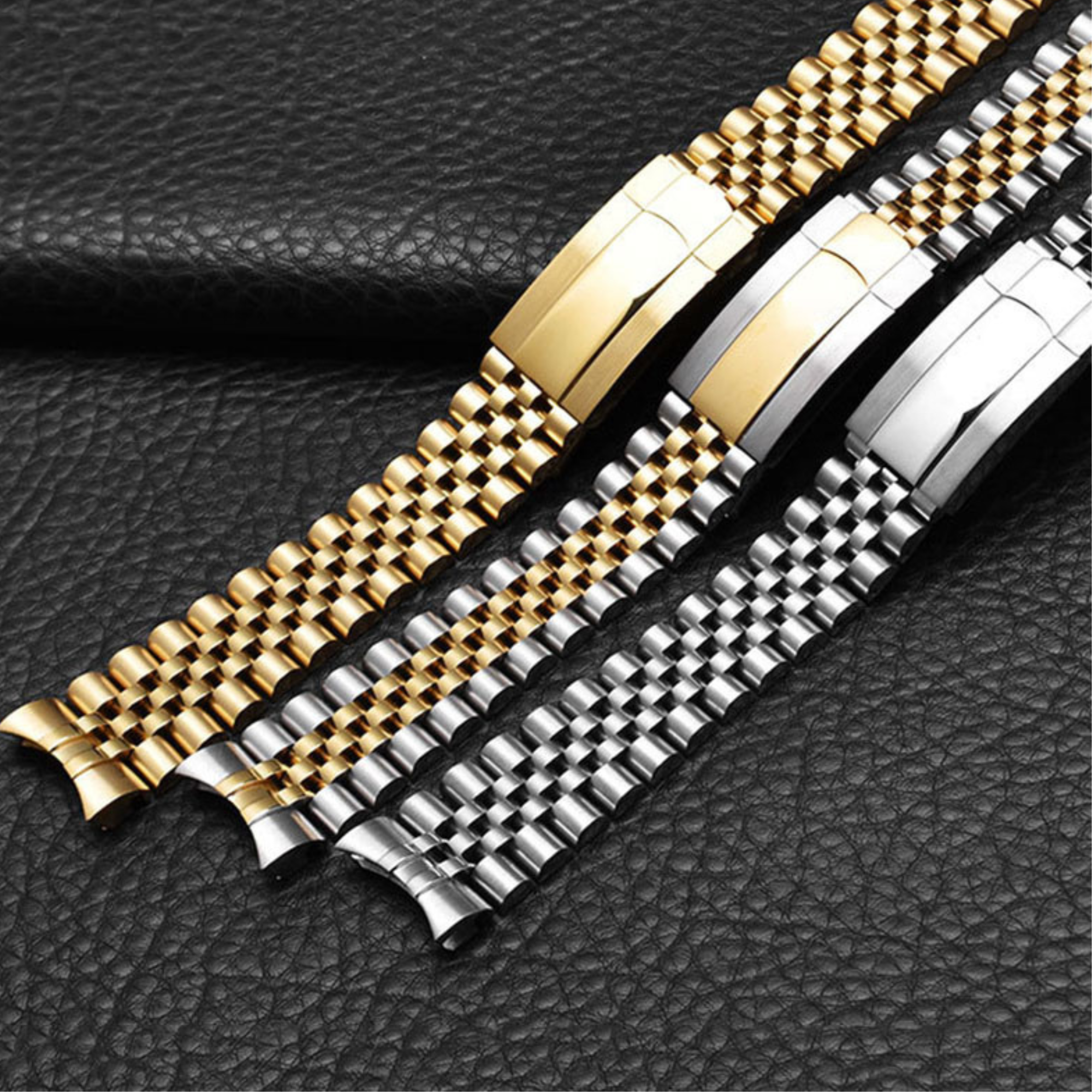Orient Compatible Metal Jubilee Style Two Tone Curved End Watch Band #7005