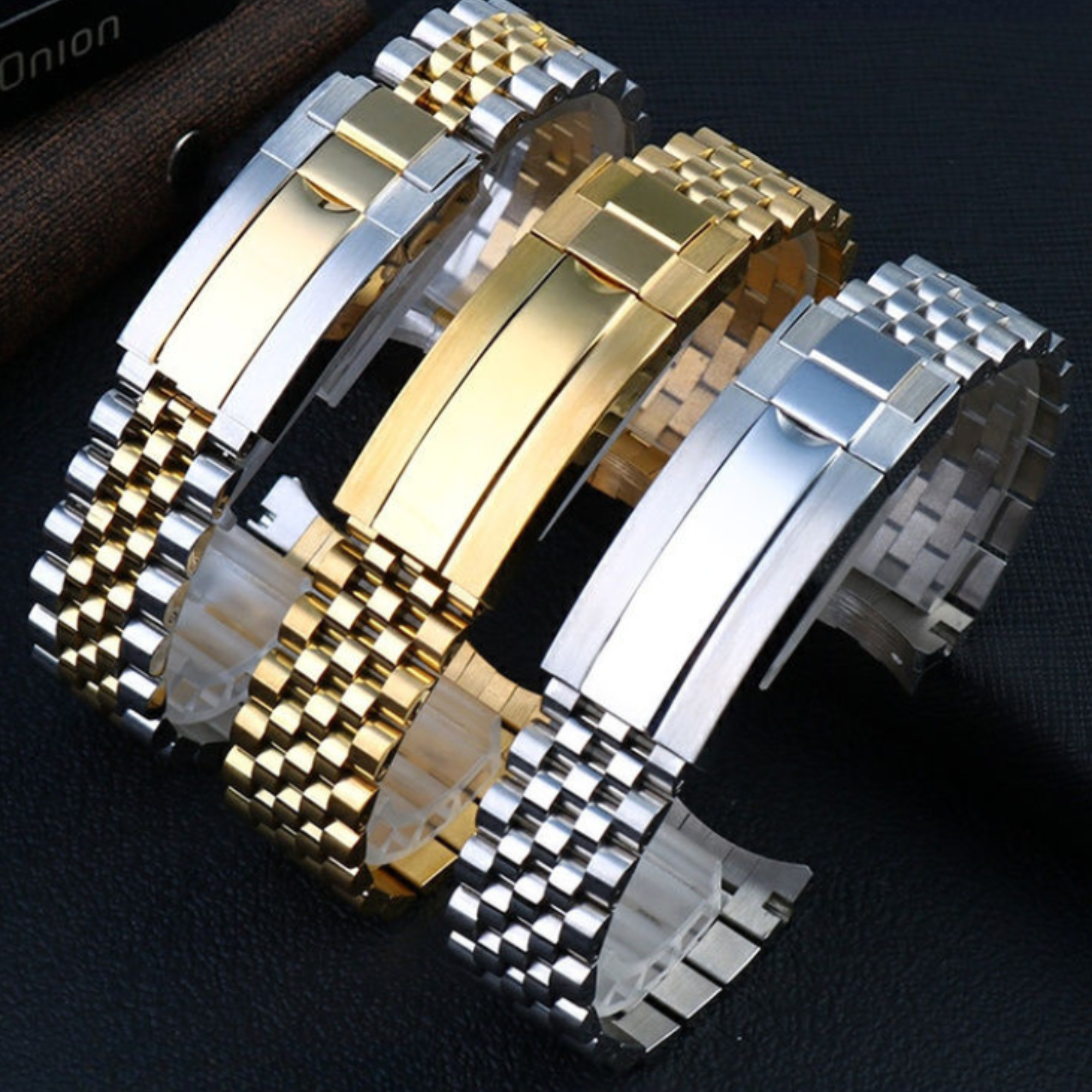20mm Stainless Steel Vintage Jubilee Watch Band Wristband Bracelet Strap - Golden Dual Tone steel jubilee watch bracelet strap india dream watches