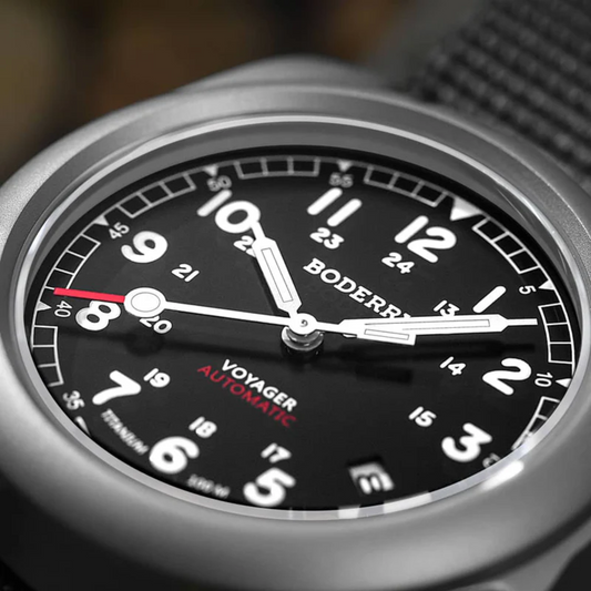 VOYAGER - 100M Waterproof Titanium Automatic Field Watch | Black-bracelet