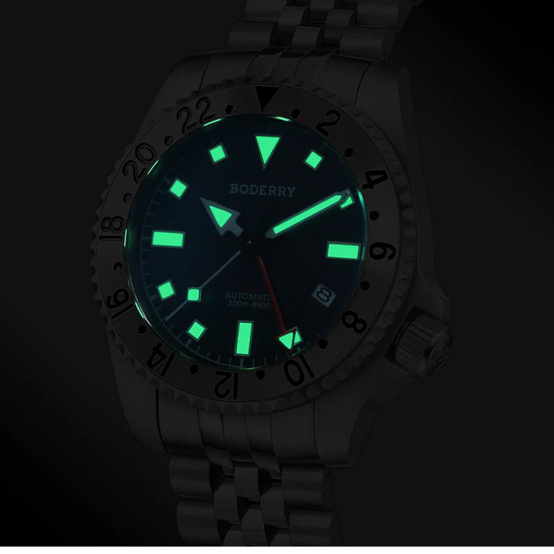 ADMIRAL GMT - 200M Waterproof Titanium Automatic Diver Watch | Black-Ti