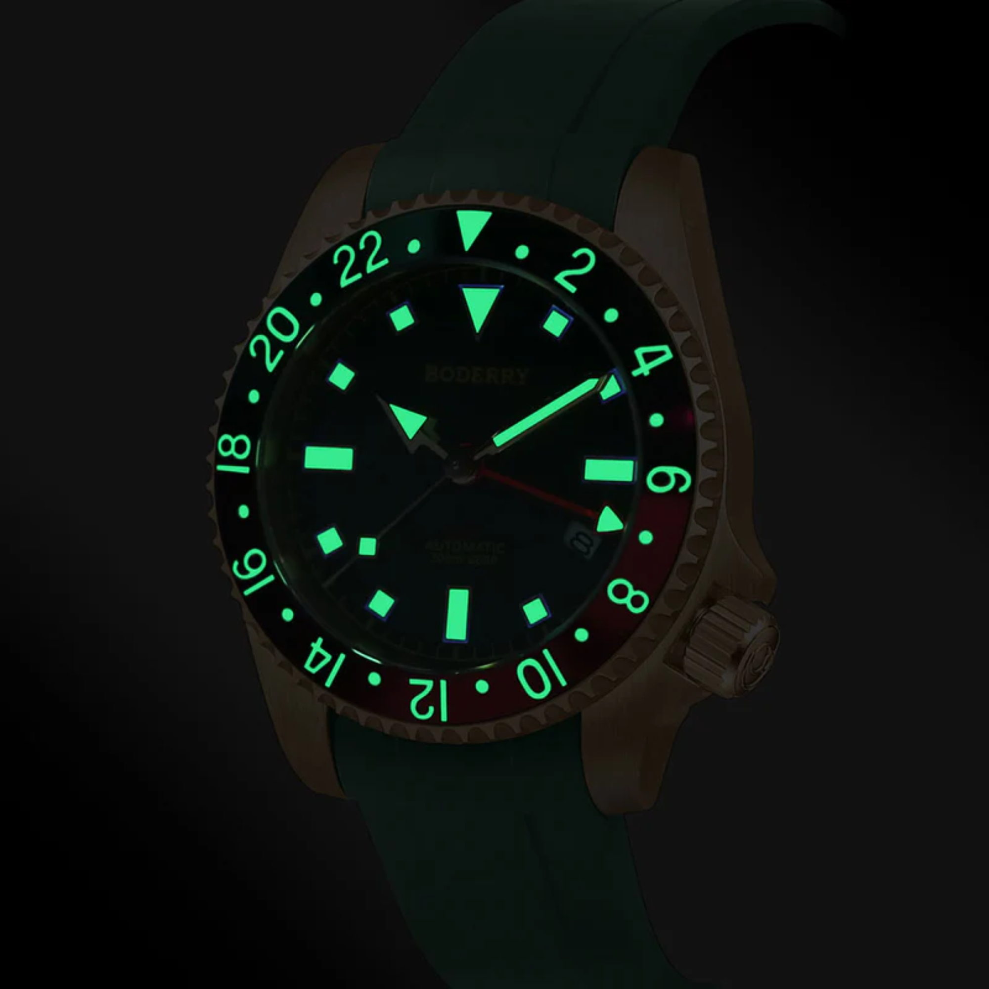 ADMIRAL GMT - 200M Waterproof Bronze Automatic Diver Watch | Green