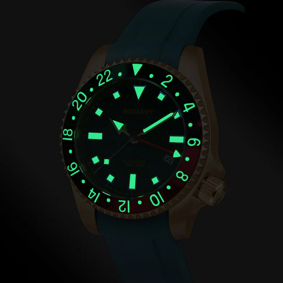 ADMIRAL GMT - 200M Waterproof Bronze Automatic Diver Watch | Blue