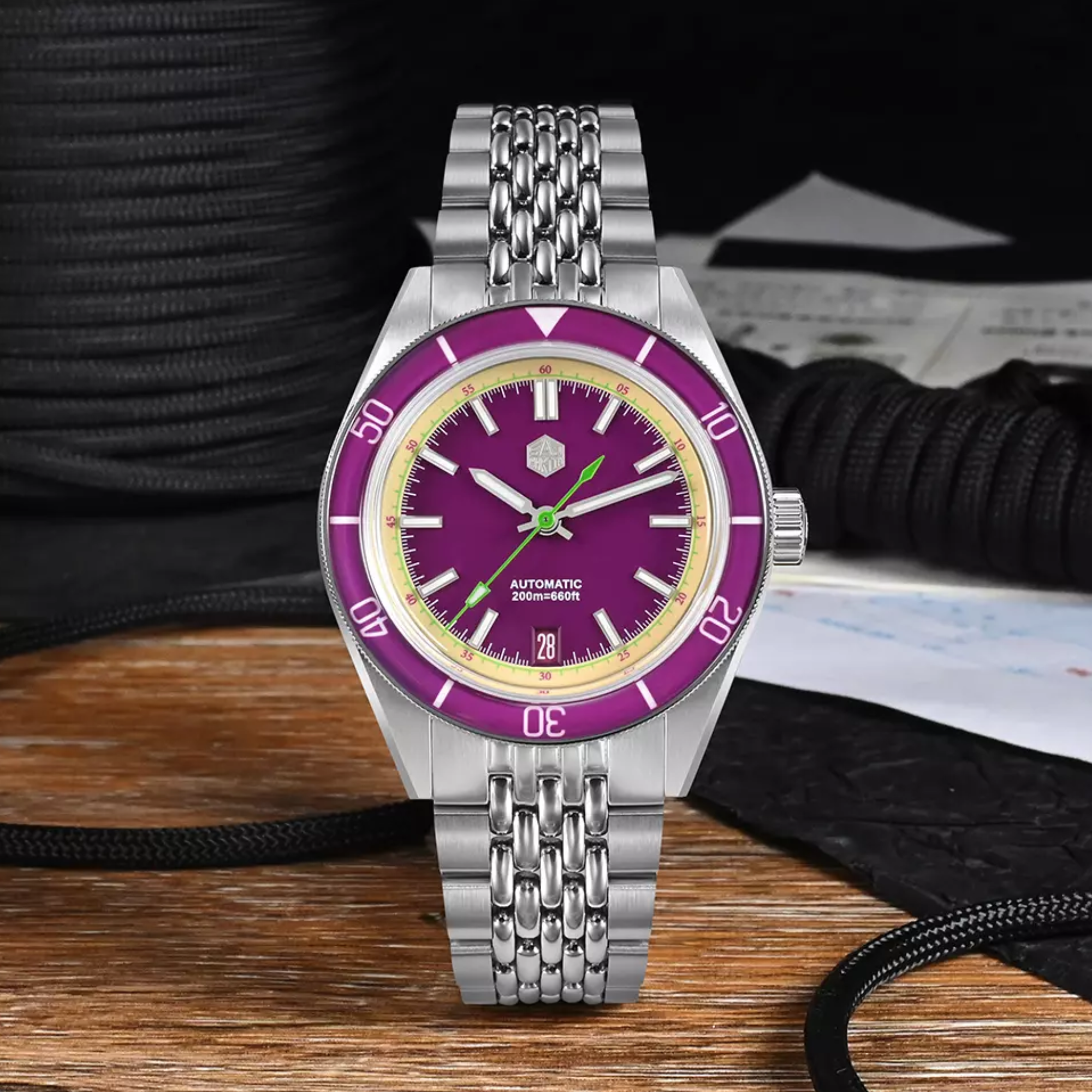 San Martin New Original Design 39.5mm Men Sports Watch NH35 Automatic Mechanical Waterproof - SN0116- B