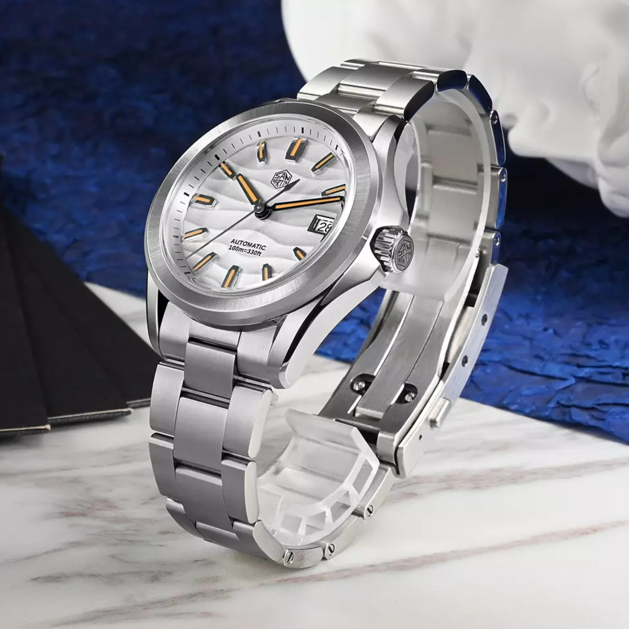 San Martin New 39mm Luxury Men’s Business Dress Watch NH35 Automatic Mechanical desert texture dial Waterproof 100m Luminous SN0129-C1