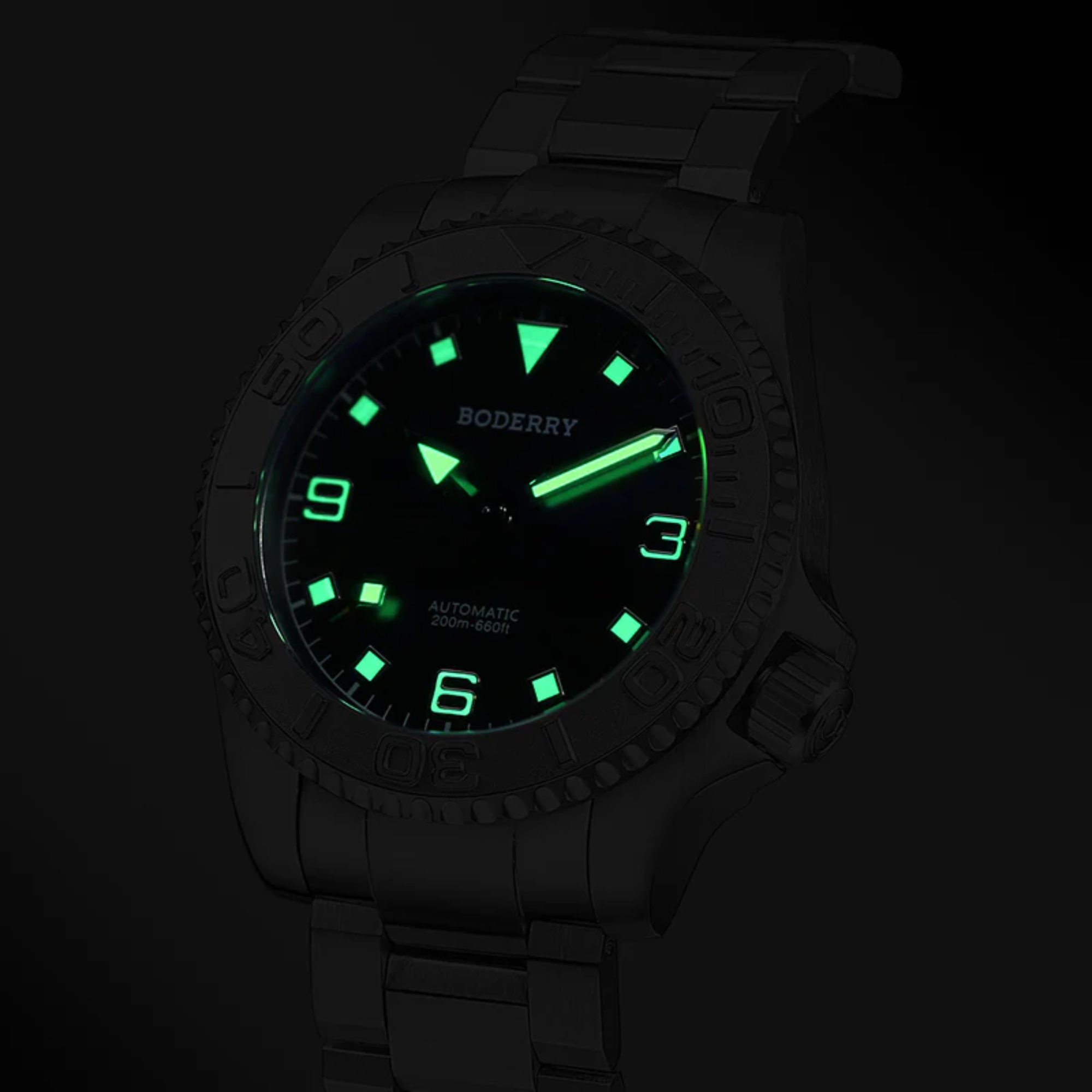 ADMIRAL 3-Hand No-Date - 200M Waterproof Titanium Automatic Diver Watch | Aurora Green