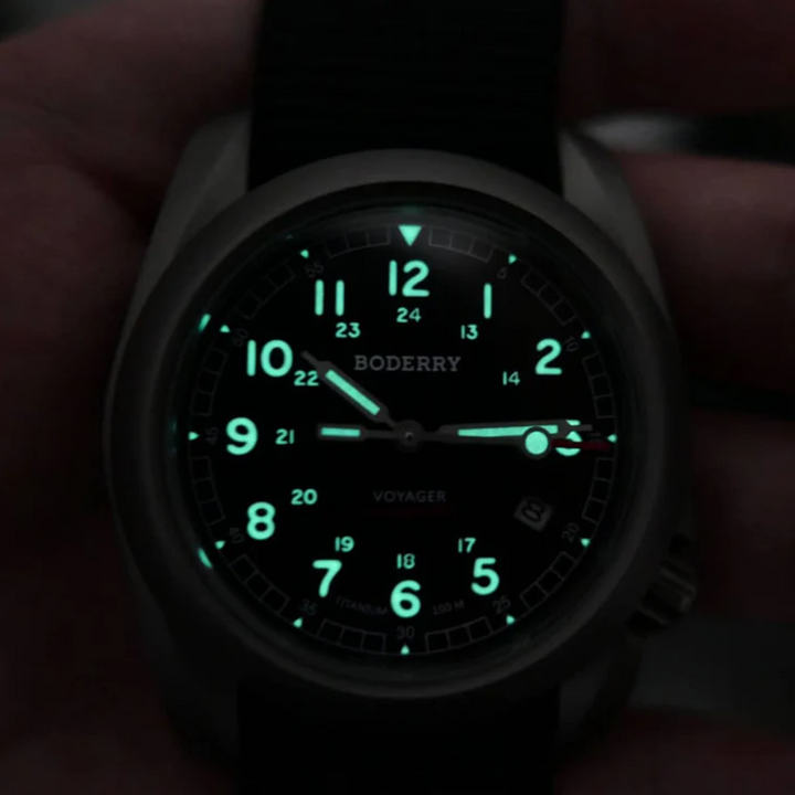 VOYAGER - 100M Waterproof Titanium Automatic Field Watch | Black-bracelet