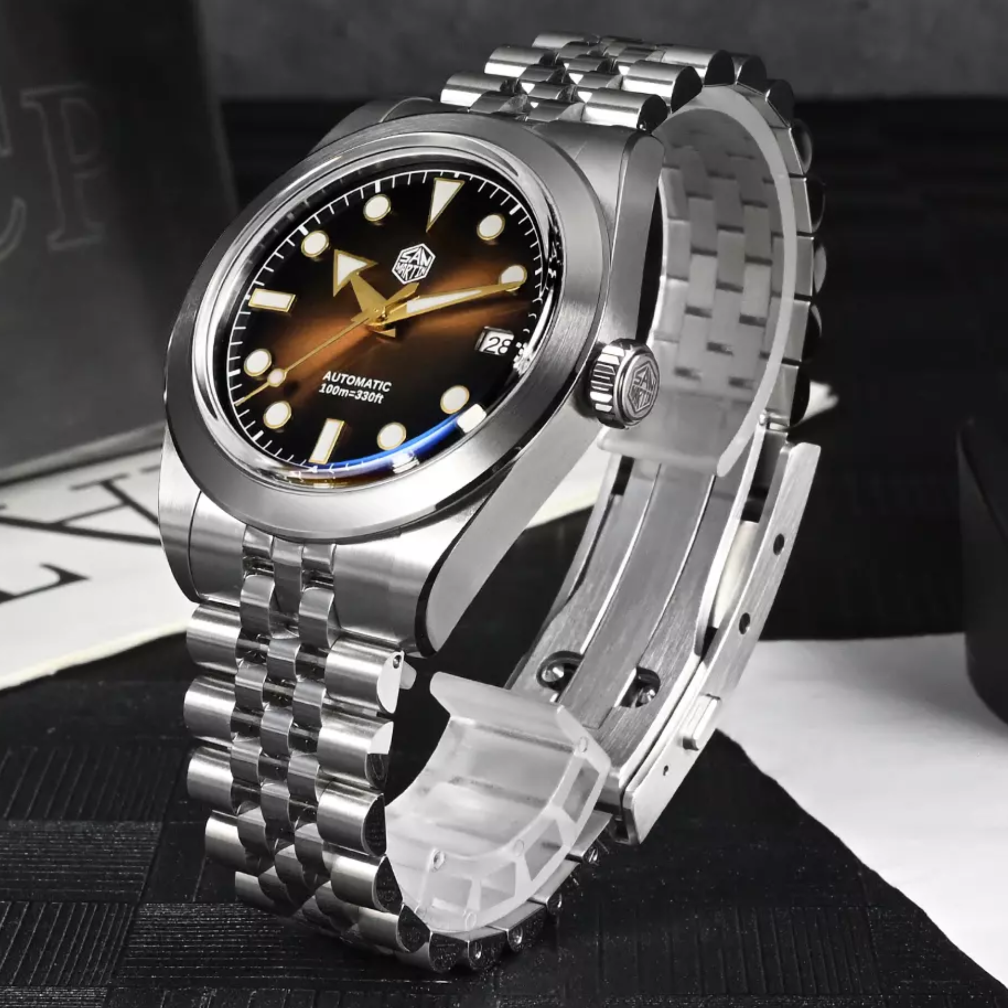 San Martin New 39mm Diver Watch NH35 Automatic Mechanical Sapphire brown/blue gradient dial SN0053-G