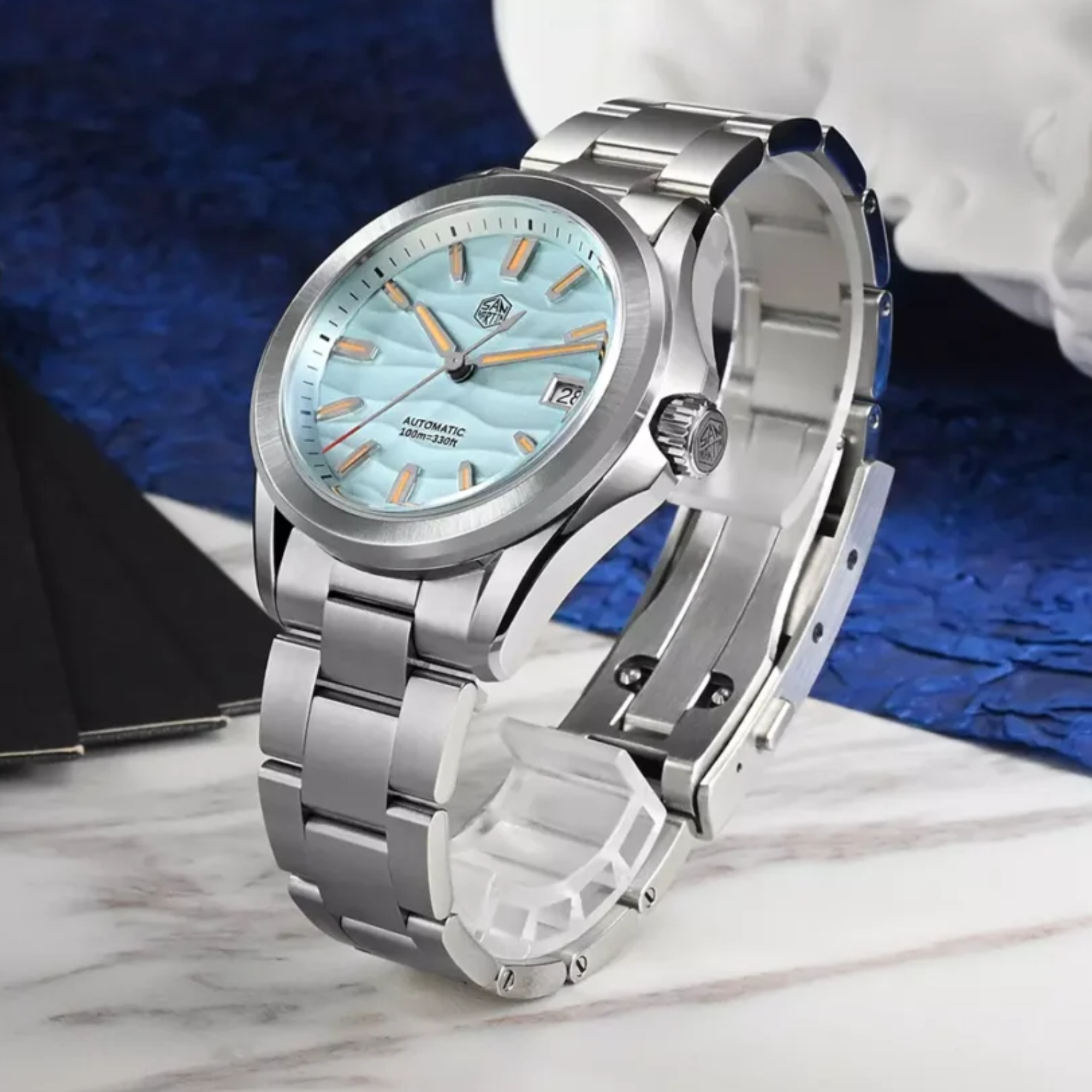 San Martin New 39mm Luxury Men’s Business Dress Watch NH35 Automatic Mechanical desert texture dial Waterproof 100m Luminous SN0129-C1