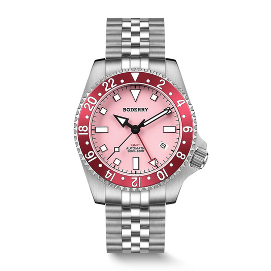 ADMIRAL GMT - 200M Waterproof Titanium Automatic Diver Watch | Pink