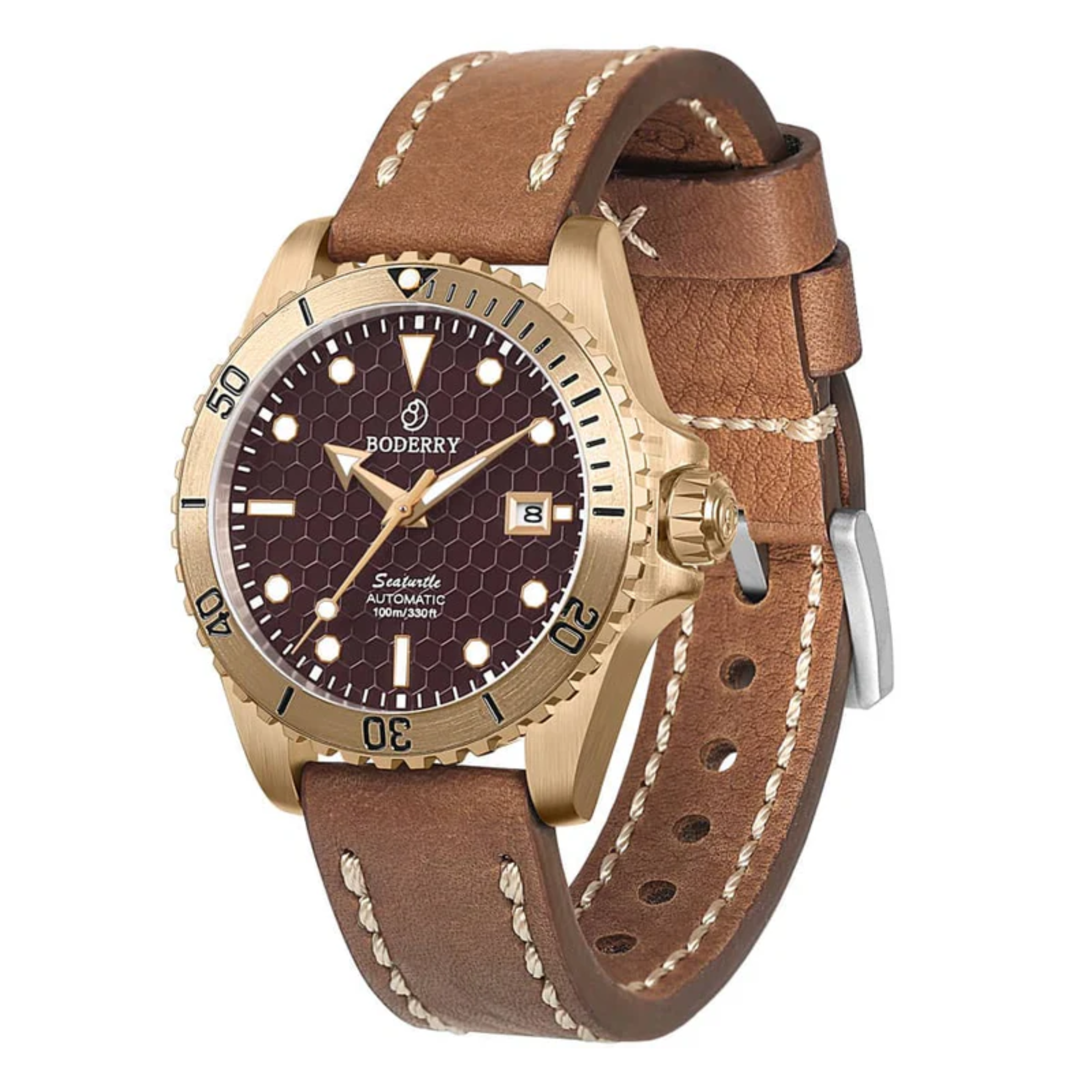 SEATURTLE.OCEAN(BRONZE) - Automatic Bronze Diver Watch | Red