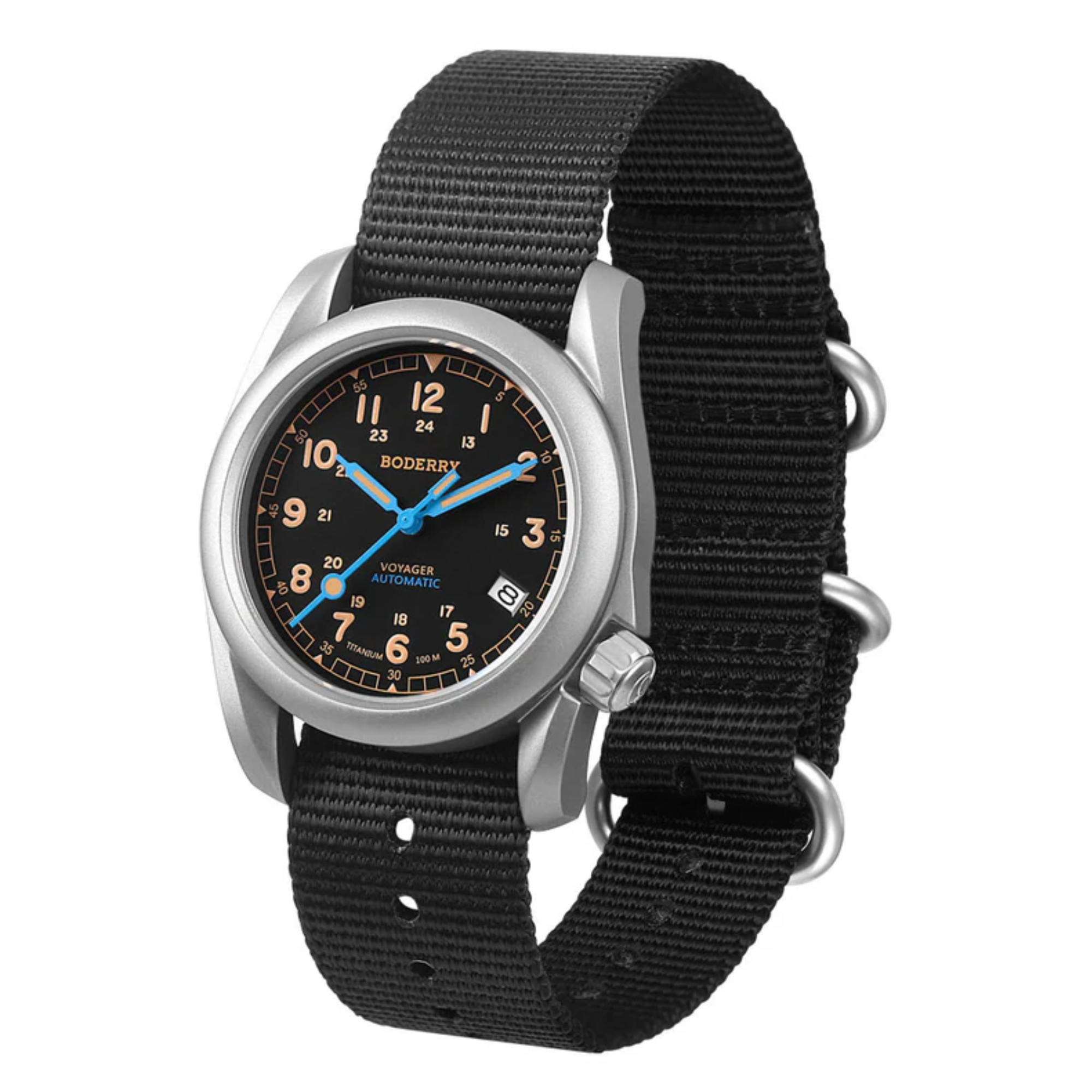 VOYAGER - 100M Waterproof Titanium Automatic Field Watch | Vintage Noir