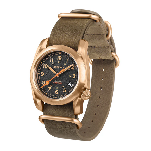 VOYAGER - 100M Waterproof Bronze Automatic Field Watch | Black