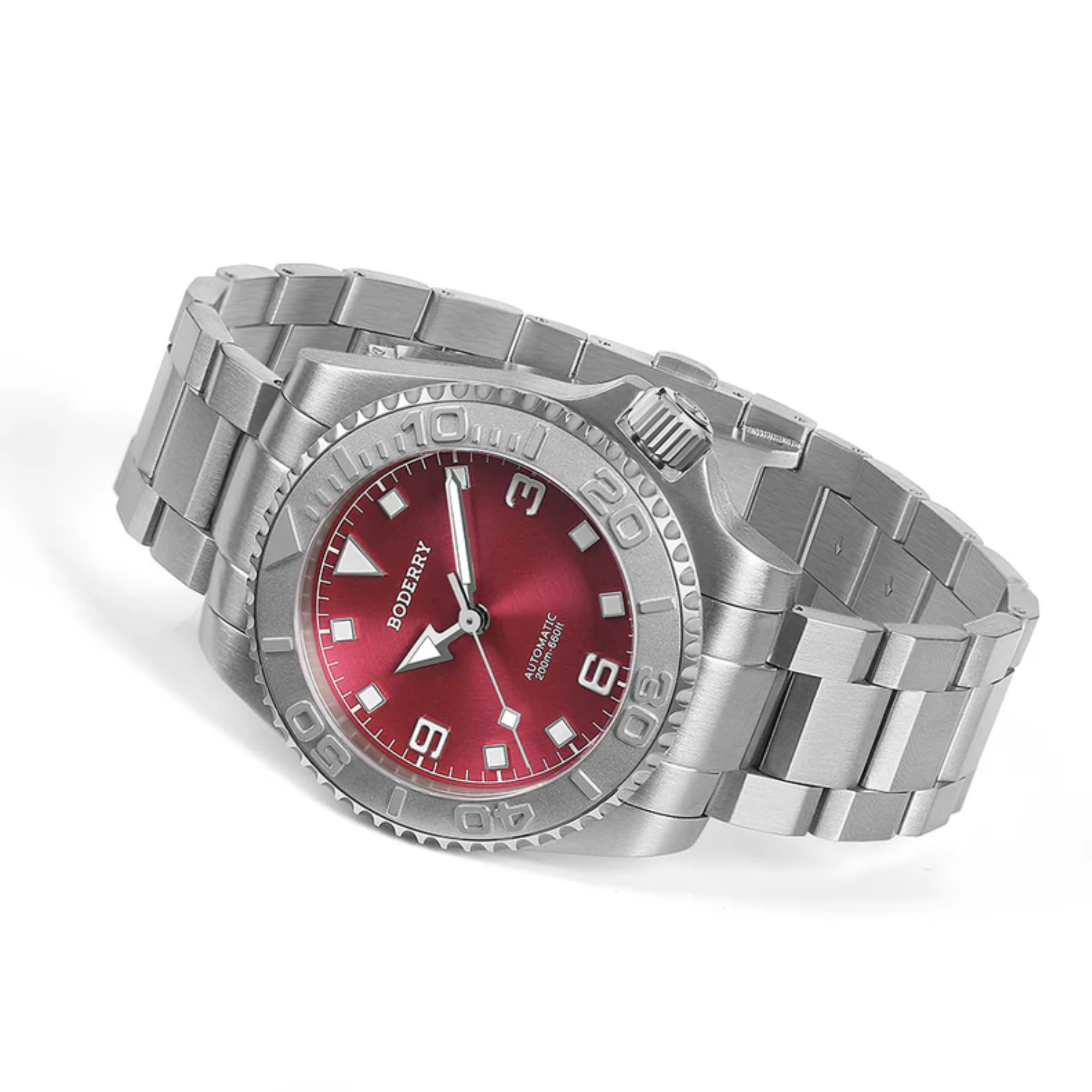 ADMIRAL 3-Hand No-Date - 200M Waterproof Titanium Automatic Diver Watch | Coral Red