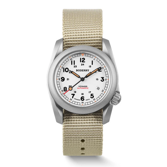 VOYAGER - 100M Waterproof Titanium Automatic Field Watch | White