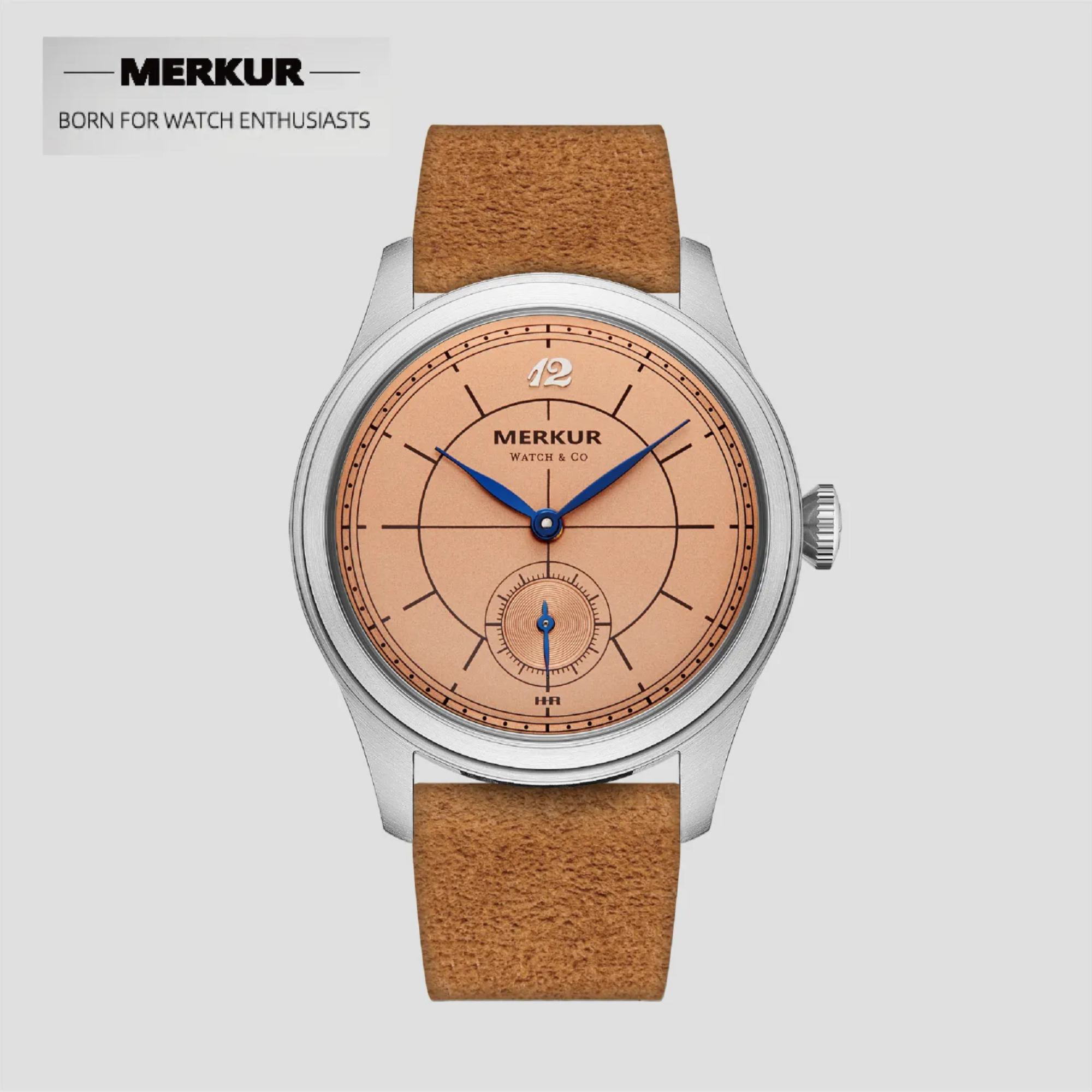 The New Business LEVEE Series Manual Chorded Watch Cross Line Dial Retro with Small Seconds - Salmon