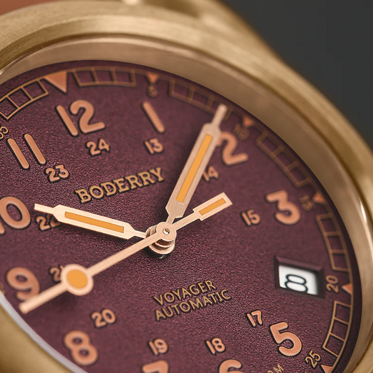 VOYAGER - 100M Waterproof Bronze Automatic Field Watch | Red