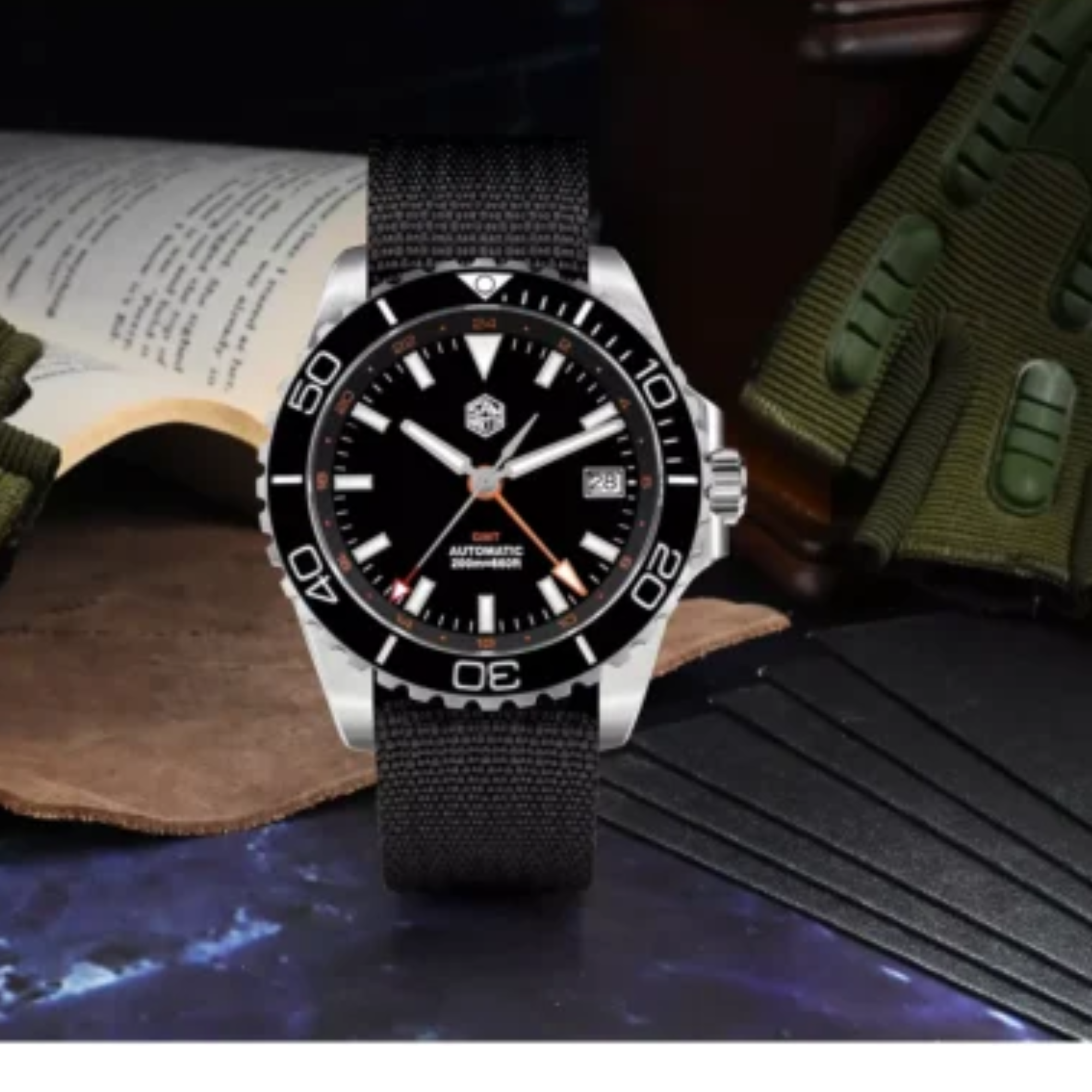 San Martin New San Martin New 39mm Diver GMT Watch Enamel Dial NH34 Stainless Steel Luxury Men Watch Automatic Mechanical Sapphire Luminous SN0136-G-GMT