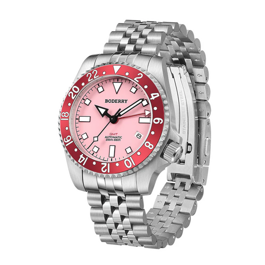 ADMIRAL GMT - 200M Waterproof Titanium Automatic Diver Watch | Pink