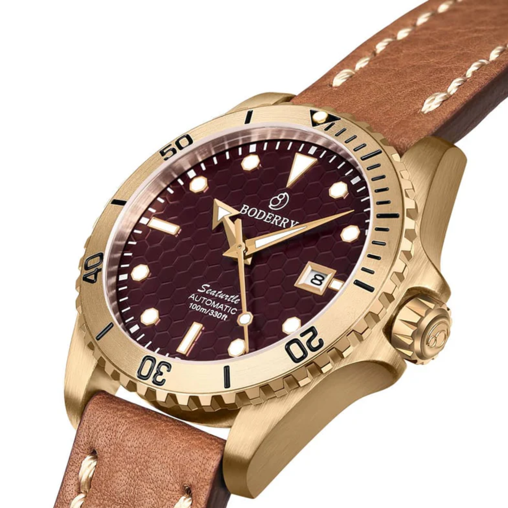 SEATURTLE.OCEAN(BRONZE) - Automatic Bronze Diver Watch | Red