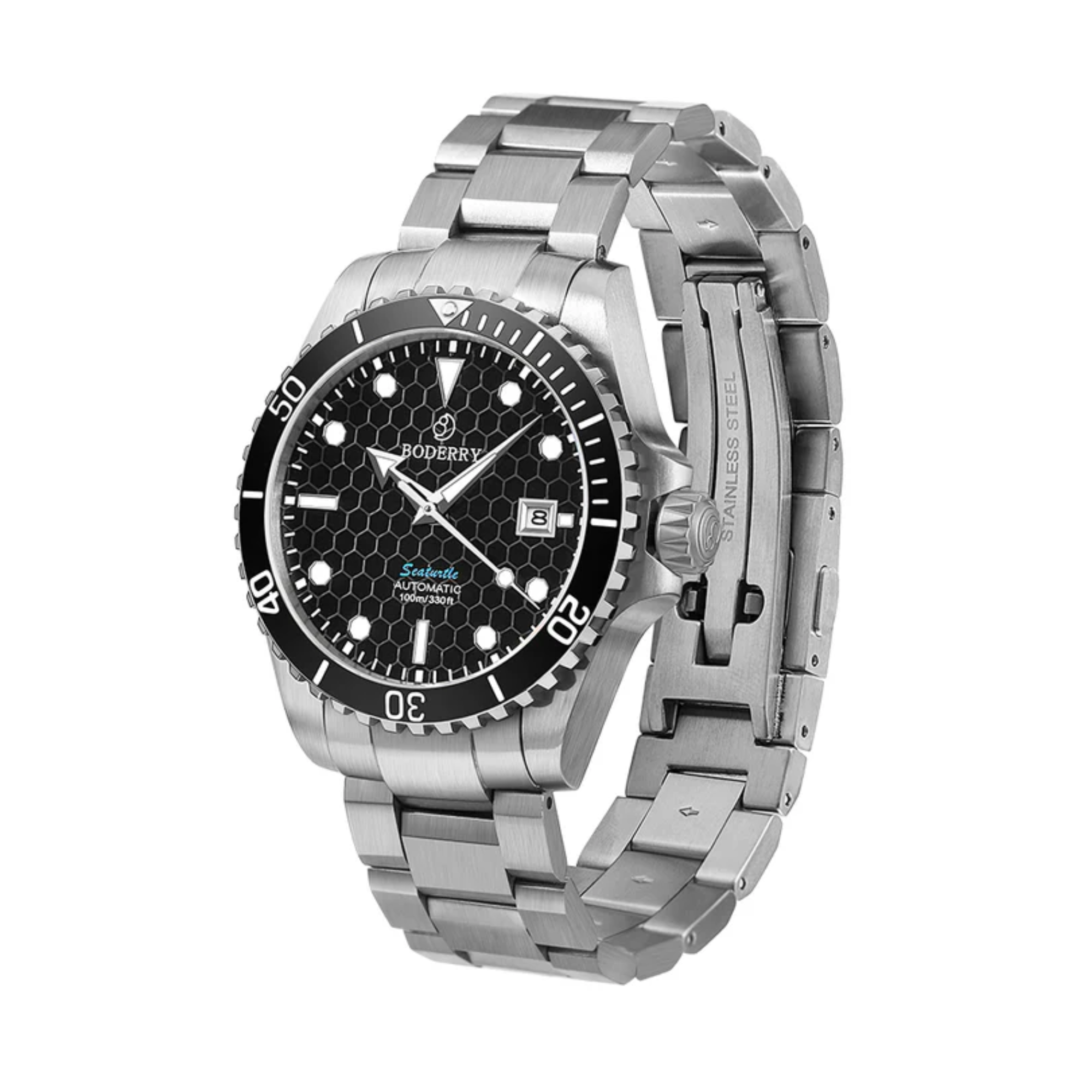 SEATURTLE.OCEAN(TITANIUM) - Automatic Titanium Diver Watch | Black/Ti-bracelet