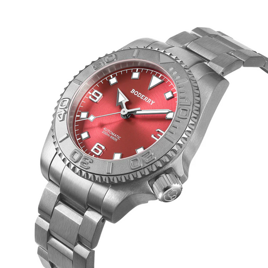 ADMIRAL 3-Hand No-Date - 200M Waterproof Titanium Automatic Diver Watch | Coral Red