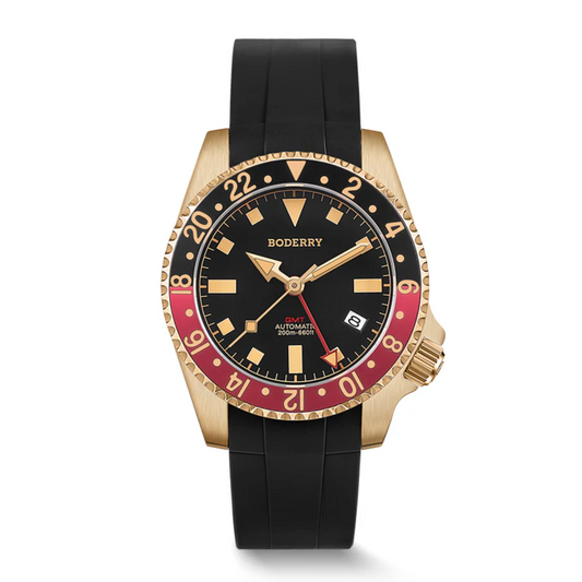 ADMIRAL GMT - 200M Waterproof Bronze Automatic Diver Watch | Black