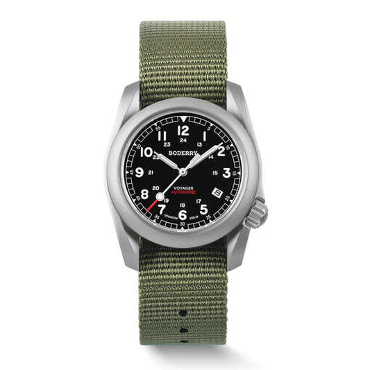 VOYAGER - 100M Waterproof Titanium Automatic Field Watch | Black/ArmyGreen