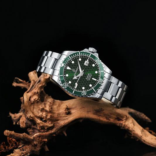 SEATURTLE.OCEAN(TITANIUM) - Automatic Titanium Diver Watch | Turtle Green/Ti-bracelet