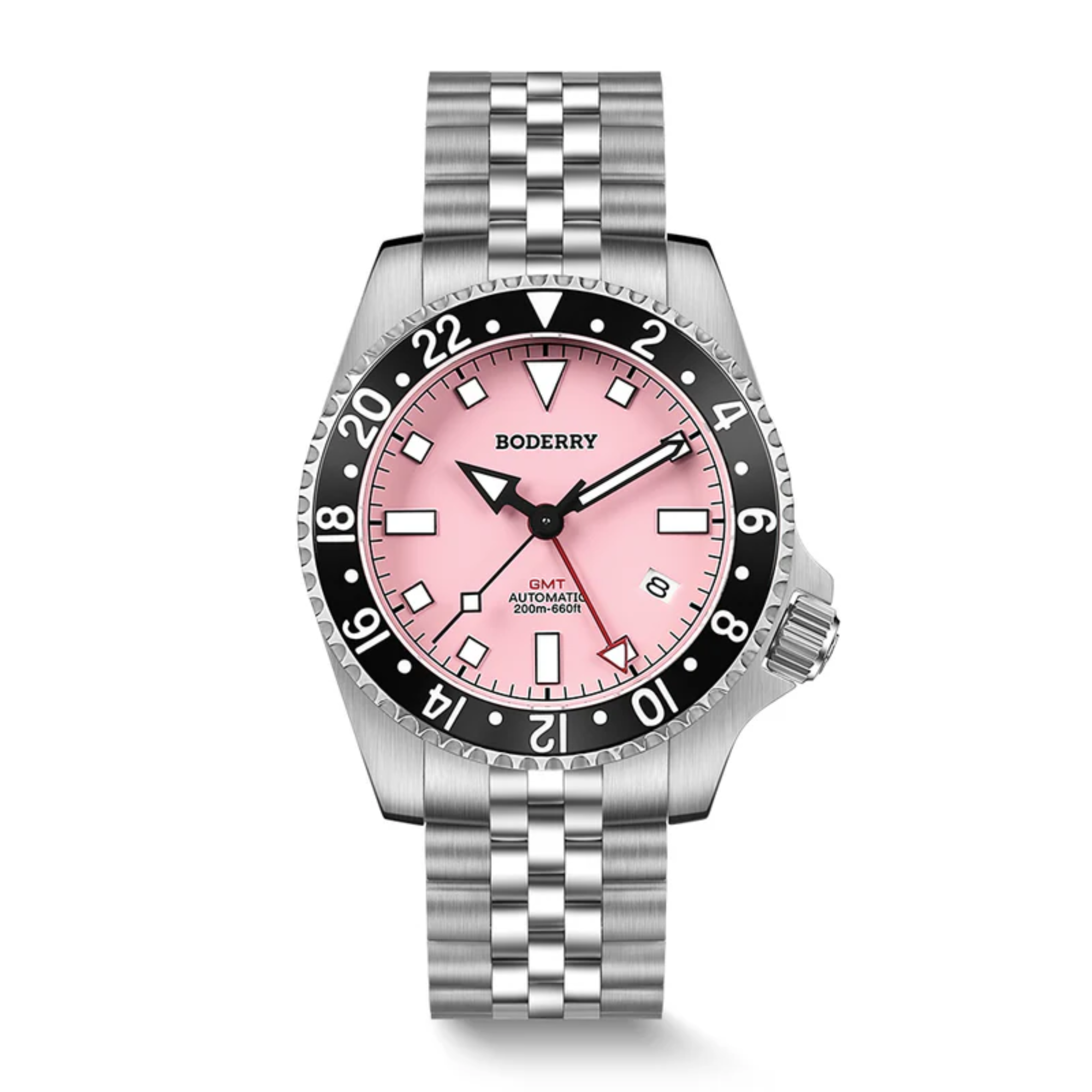 ADMIRAL GMT - 200M Waterproof Titanium Automatic Diver Watch | Pink-(Ceramic Bezel)