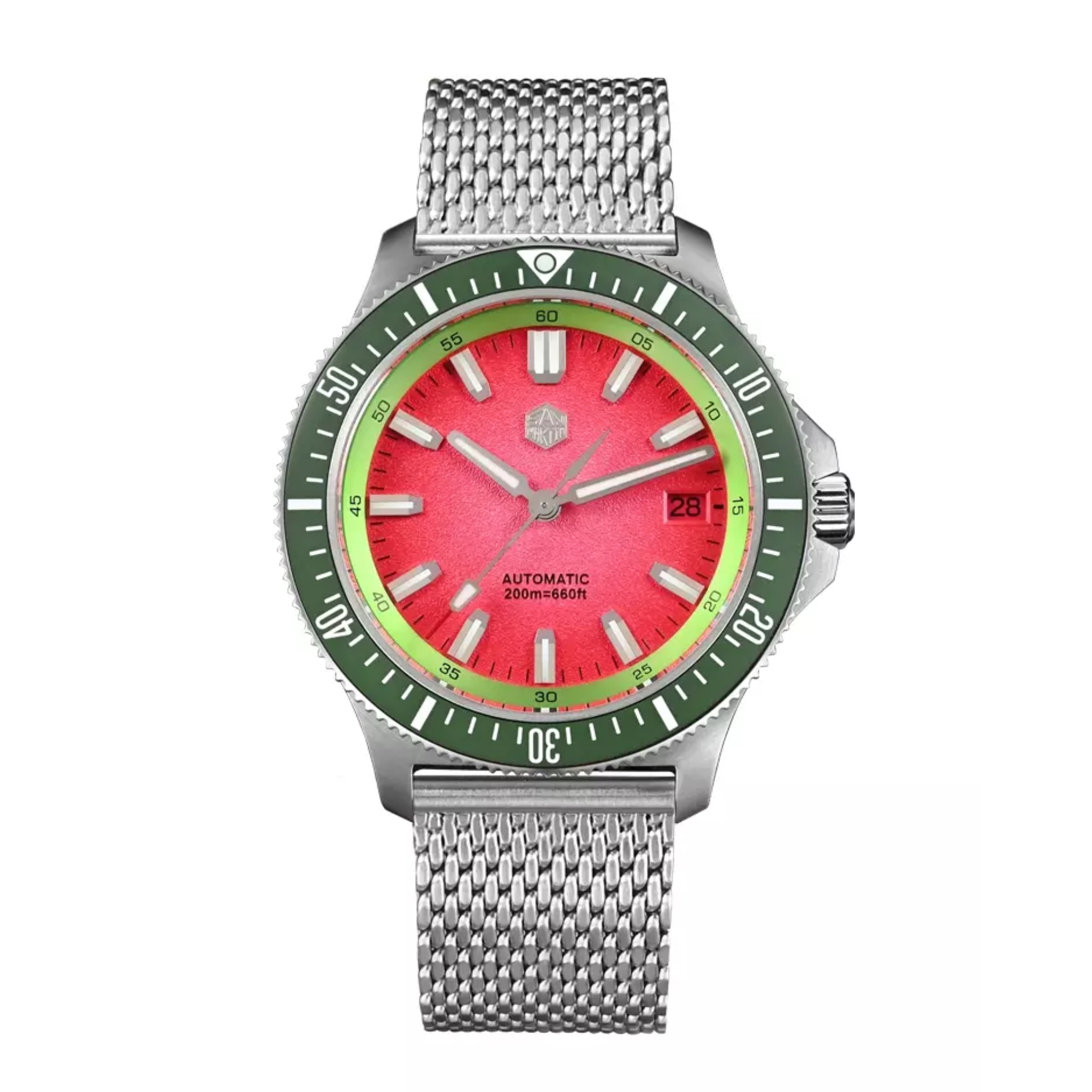 San Martin New Original Design Fashion 40mm Men Sports Watch NH35 Automatic Mechanical Waterproof 200m Gradient Red Dial SN0118-G1