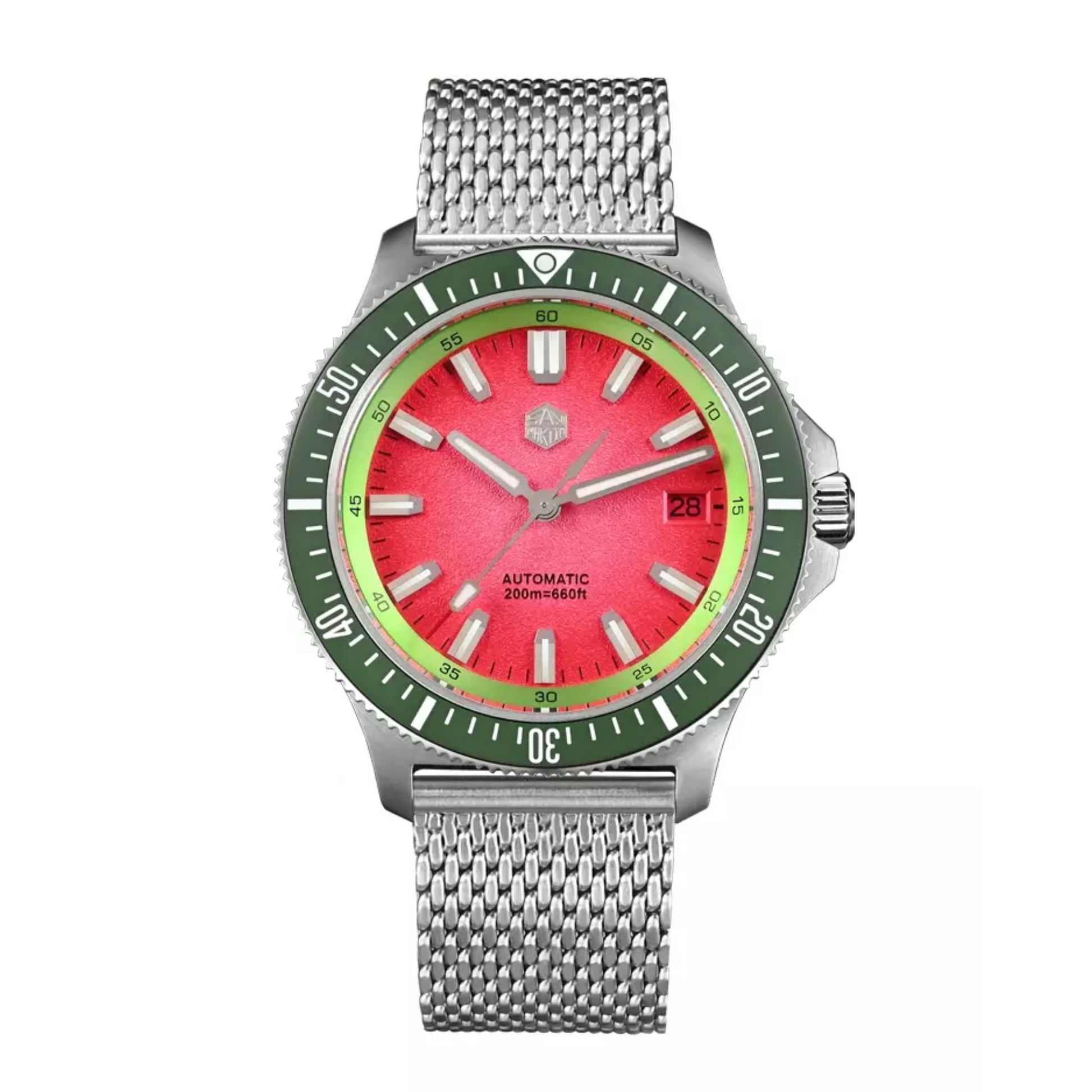 San Martin New Original Design Fashion 40mm Men Sports Watch NH35 Automatic Mechanical Waterproof 200m Gradient Red Dial SN0118-G1