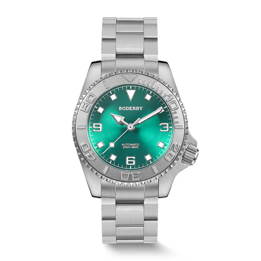 ADMIRAL 3-Hand No-Date - 200M Waterproof Titanium Automatic Diver Watch | Aurora Green