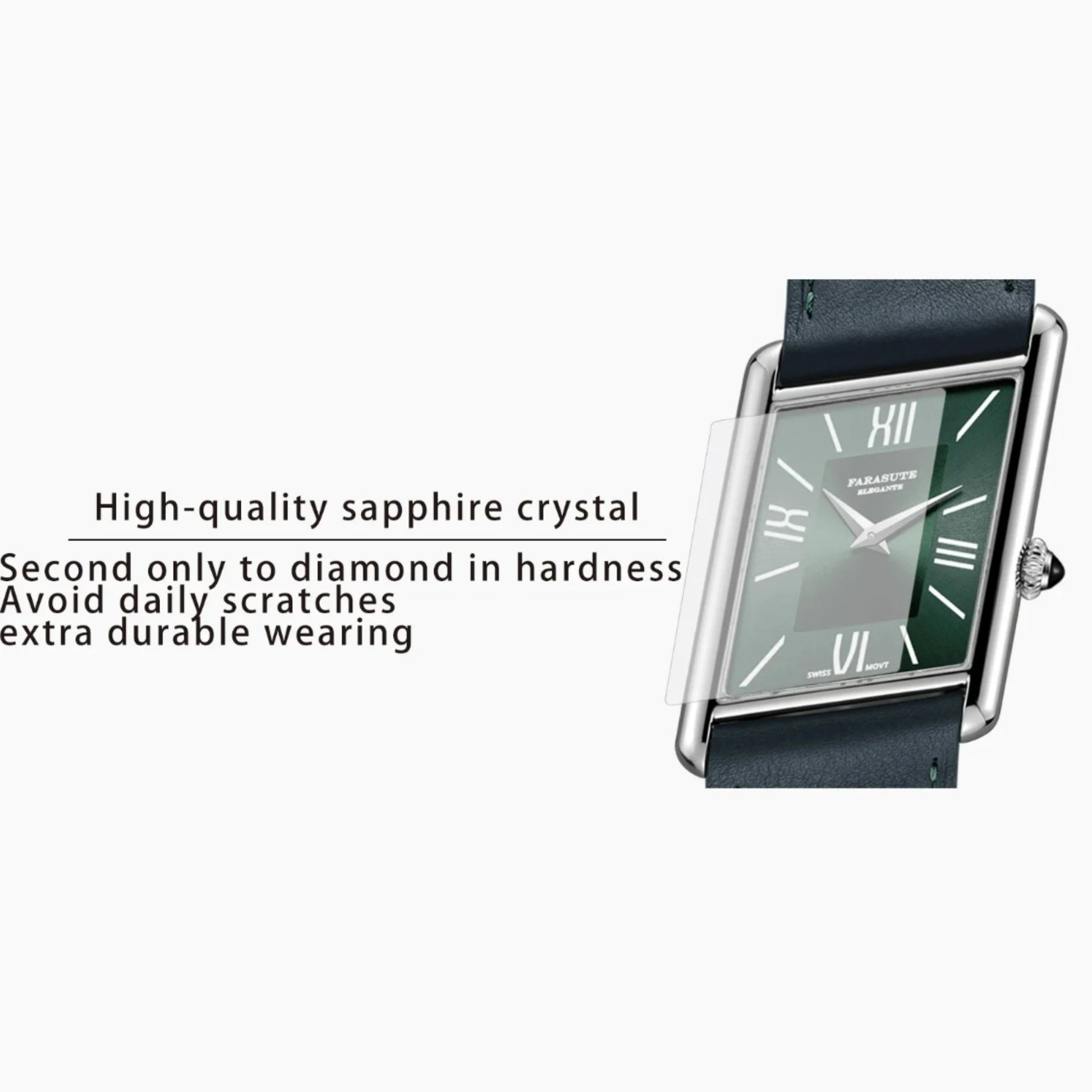 FARASUTE Men's Luxury Wristwatch with Sapphire Parallel Case - Aqua Green