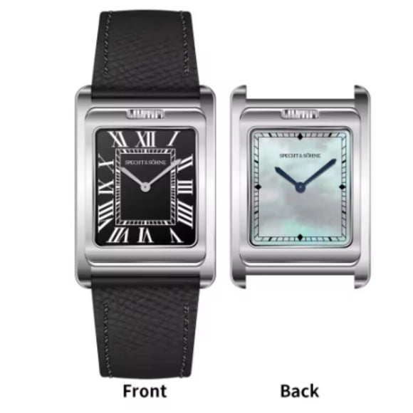 Specht & Söhne Square Double Face Men's Watches Stainless Steel Sapphire Crystal watch