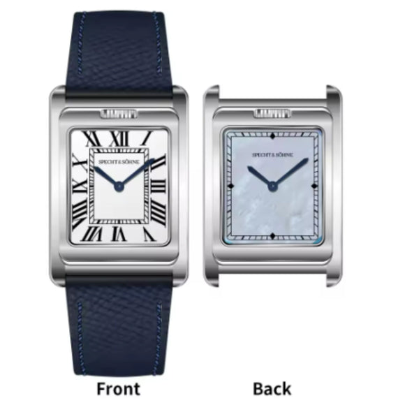 Specht & Söhne Square Double Face Men's Watches Stainless Steel Sapphire Crystal watch
