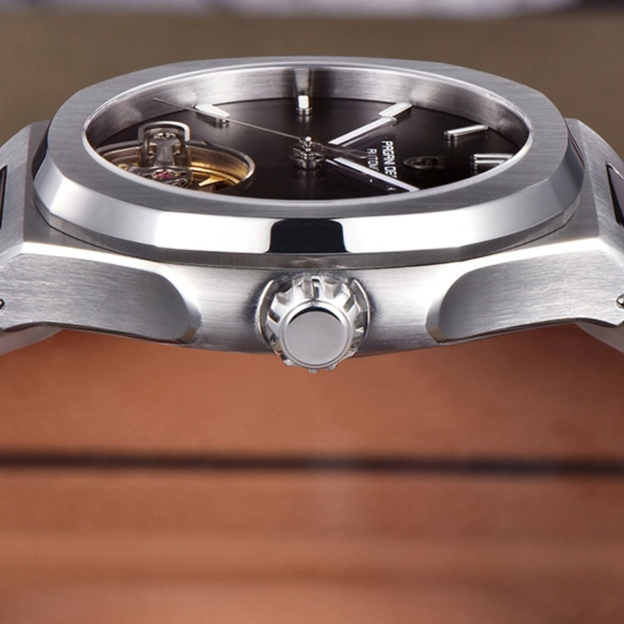 PAGANI DESIGN PD-YS025 Automatic Stainless Steel Sapphire Glass Wristwatch with open Balance Wheel